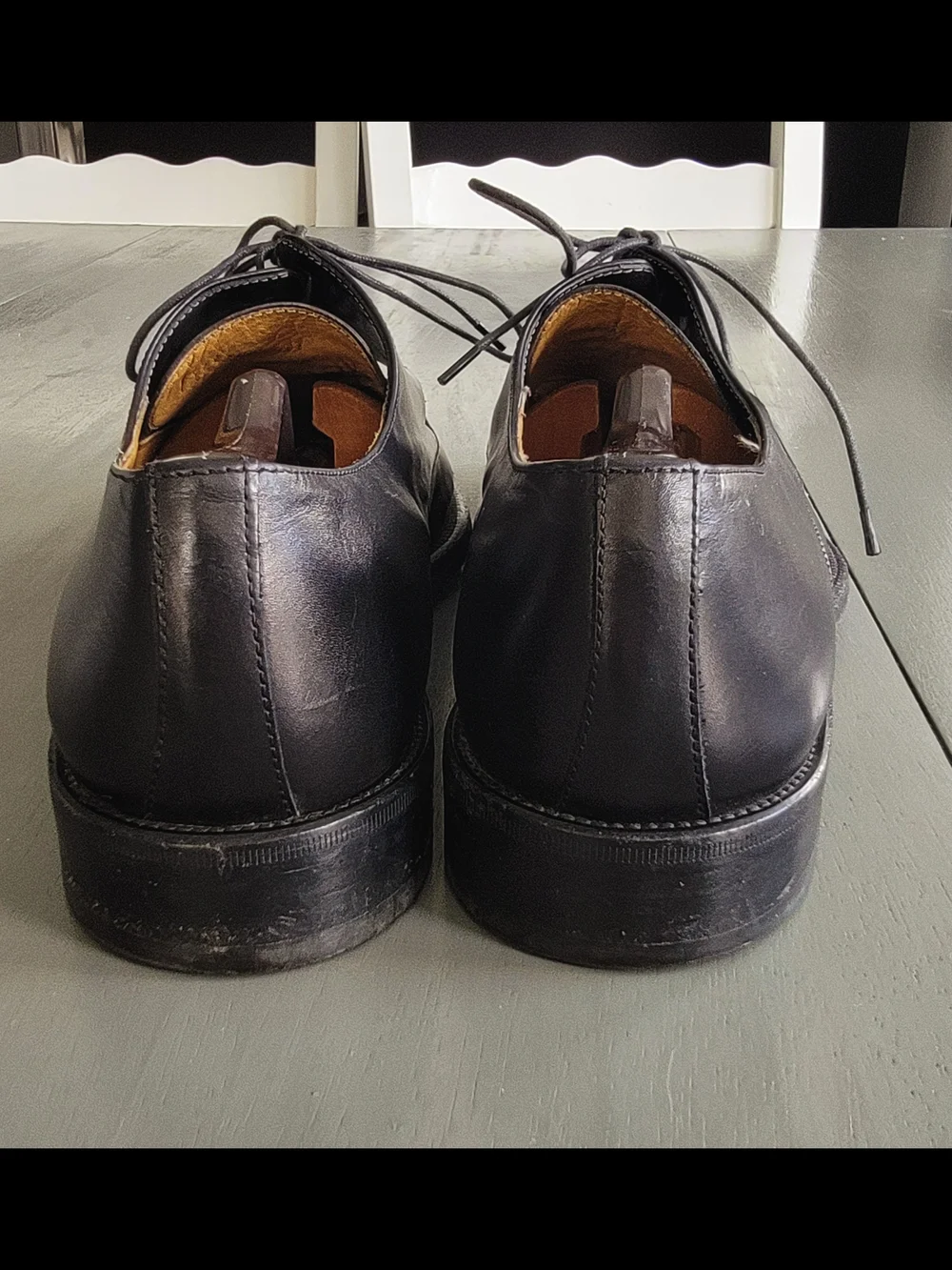 Ermenegildo Zegna Black Leather Derby Shoes Size 11 With Box